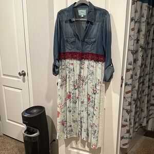 Floral Denim Maxi Dress